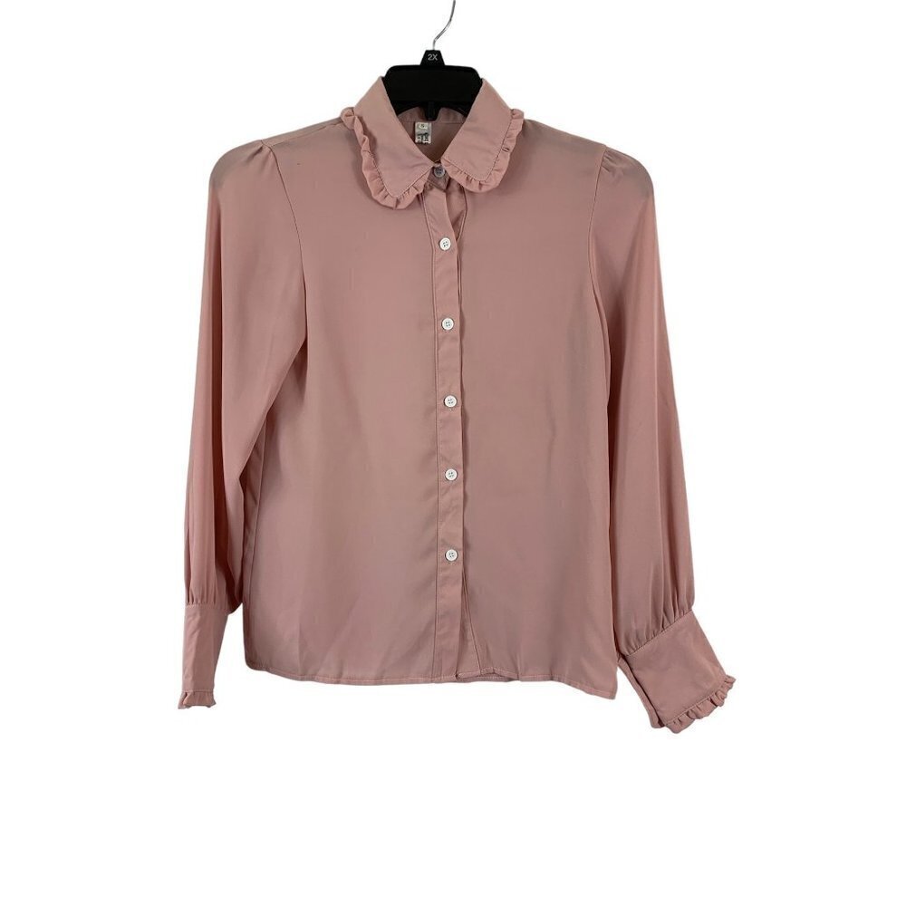 Women's Rose Pink Long Sleeve Shear Blouse - Picture 1 of 6